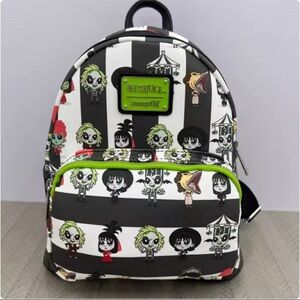 Loungefly Beetlejuice Character Striped Backpack